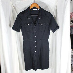 New York & Company Black Snap Up Short Sleeve Dress - Size S